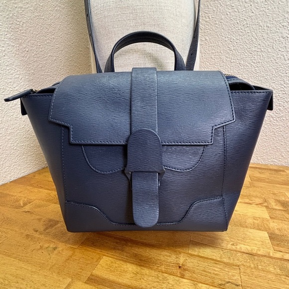 Senreve Mini Maestra Navy Mimosa Leather Convertible Bag display picture 3